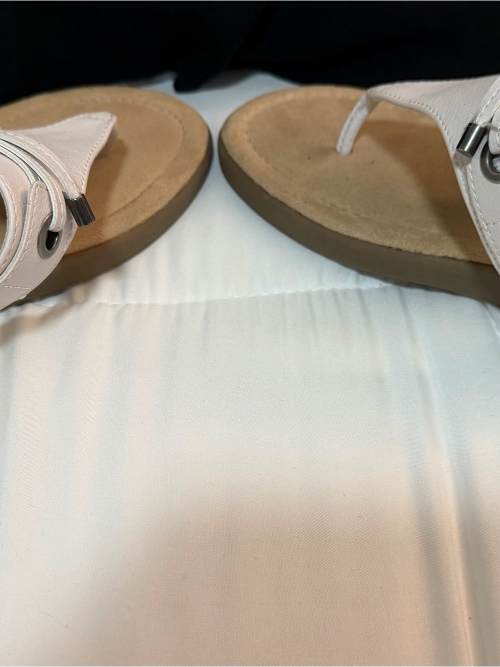 St. John's Bay White and Tan Slide Sandals - Picture 2 of 2